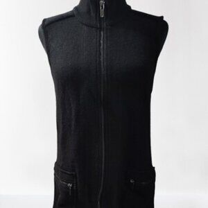 Jones New York Black Sweater Vest Women's US Medium Zipper Front Pockets